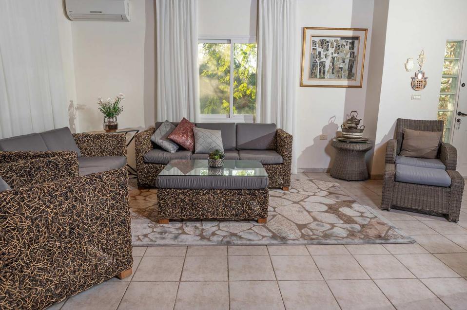 סלון אירוח נעים ומרווח בווילה