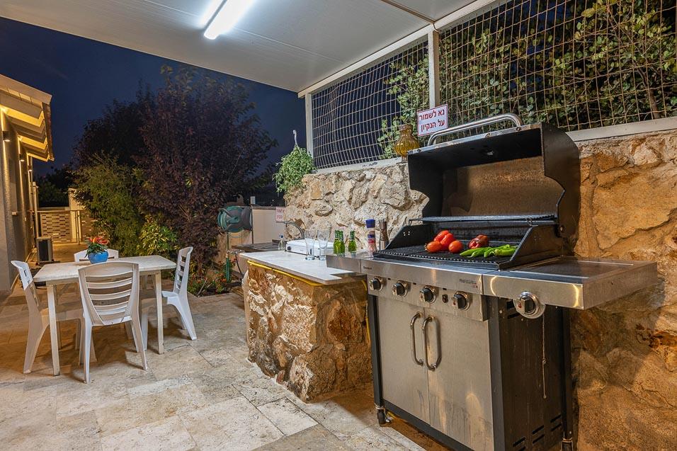 מתחם ברביקיו גז / פחמים עם כירת בישול וכיור