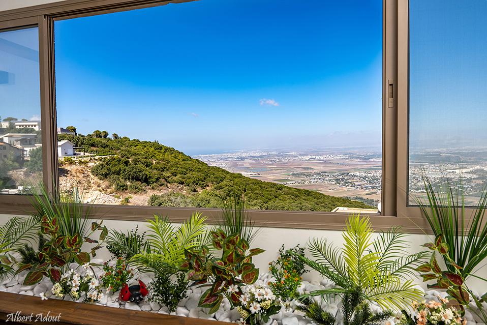 נוף הרי הכרמל נפרש במלואו מהמתחם